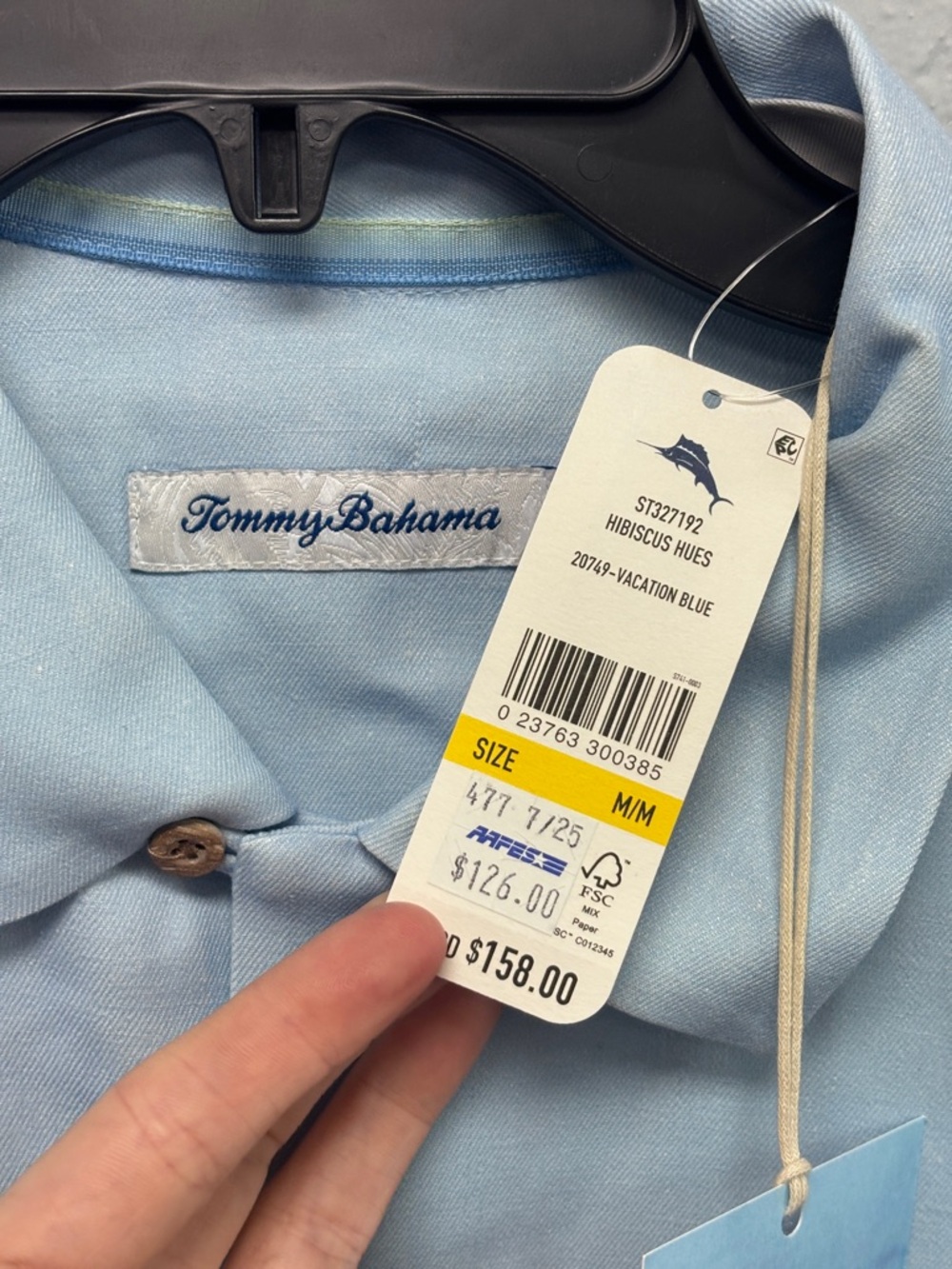 NWT Tommy Bahama Blue Gradient Palm-Print Button-Down Short Sleeve Shirt - Picture 3 of 12